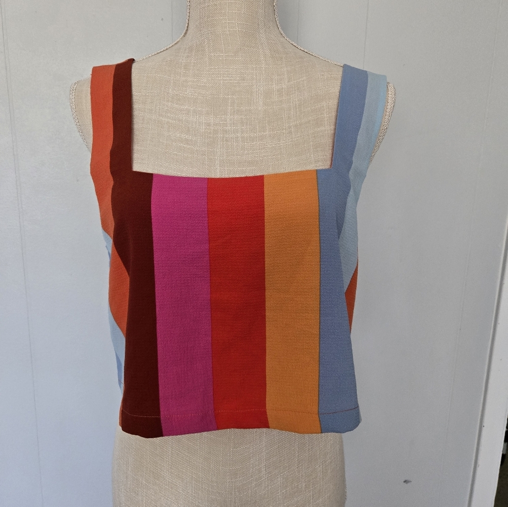 Buddy Love Red and Orange Boxy Crop Tank Top